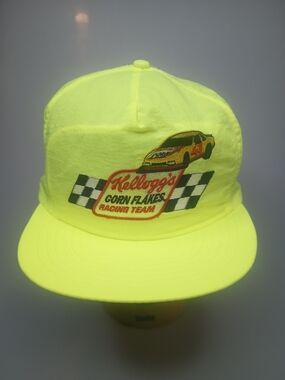 Vintage Kellogg's Neon Yellow Corn Flakes Racing Team Snapback Hat